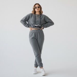 80# Gray Fuzzy & Cozy PJ Set